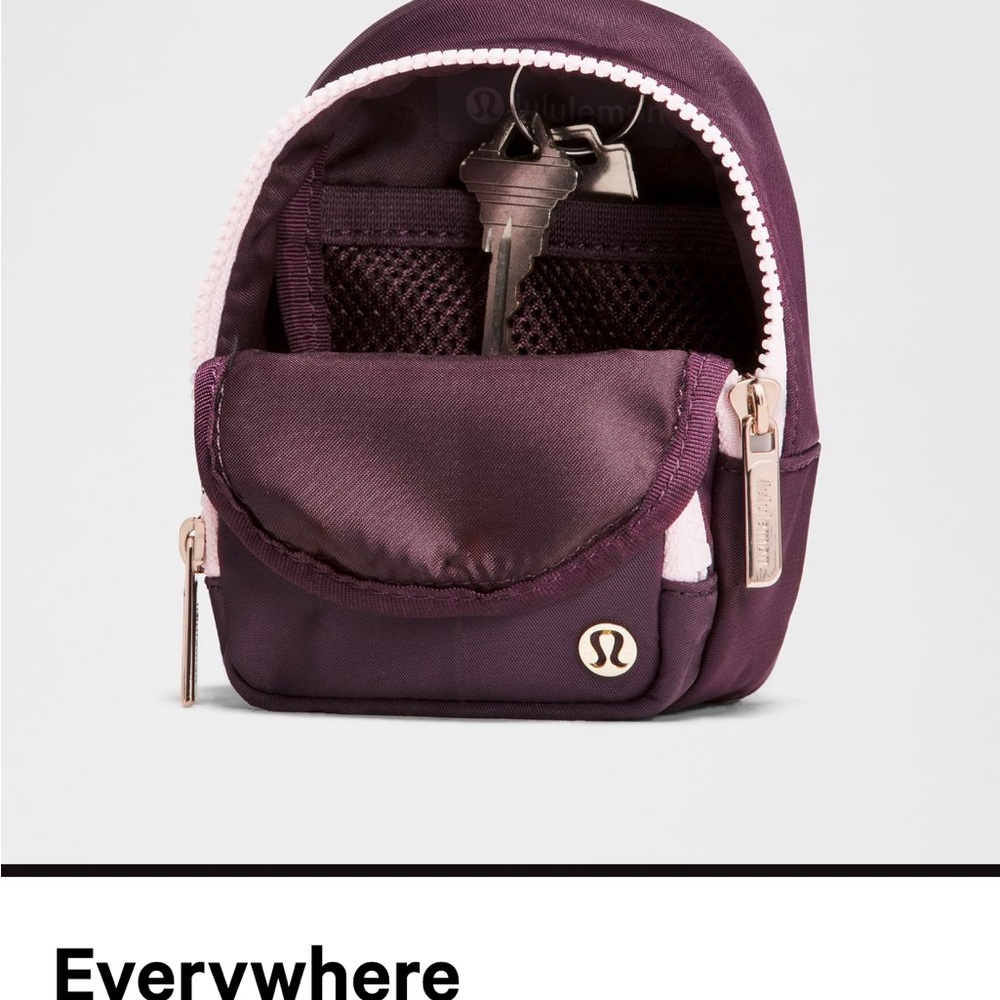 lululemon athletica Everywhere Nano Backpack  - Plum with Light Pink Trim NWT - Picture 4 of 13